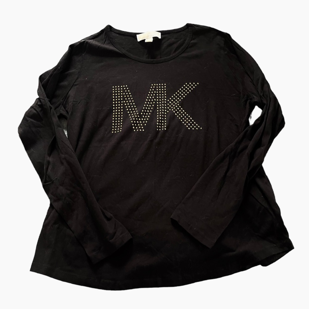 HP🎉 Michael Kors Logo Gold Studded Long Sleeve Tee - Picture 3 of 4